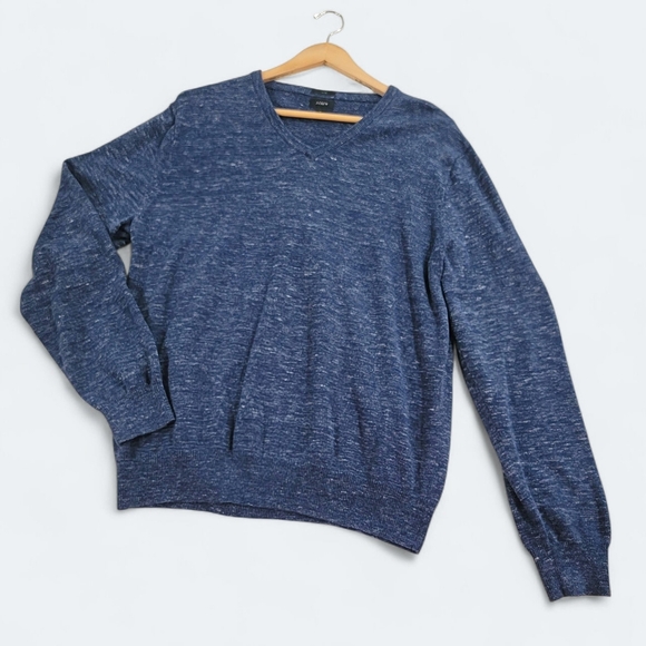 J. Crew Blue V-Neck Sweater Mens Size Large Slim Fit - Picture 1 of 12